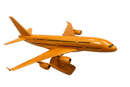 A380 Wooden Aircraft Model – Handcrafted Double-Deck Jet Replica | Premium Mahogany Display Plane