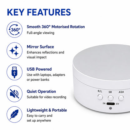 Key features of a white circular device with ports on a white background