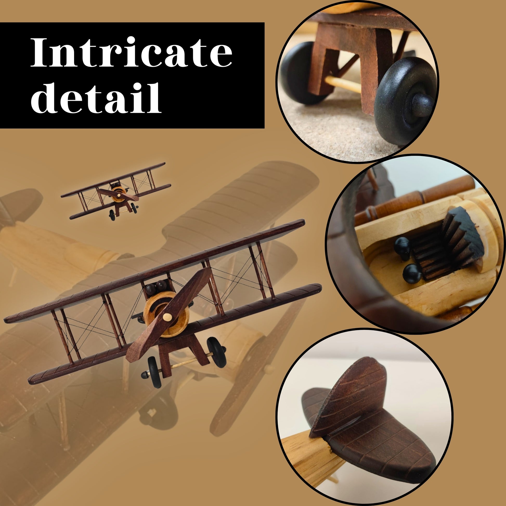 Timber Ace Model Plane Classic Handcrafted Wooden Vintage - Authentic Replicas & Models