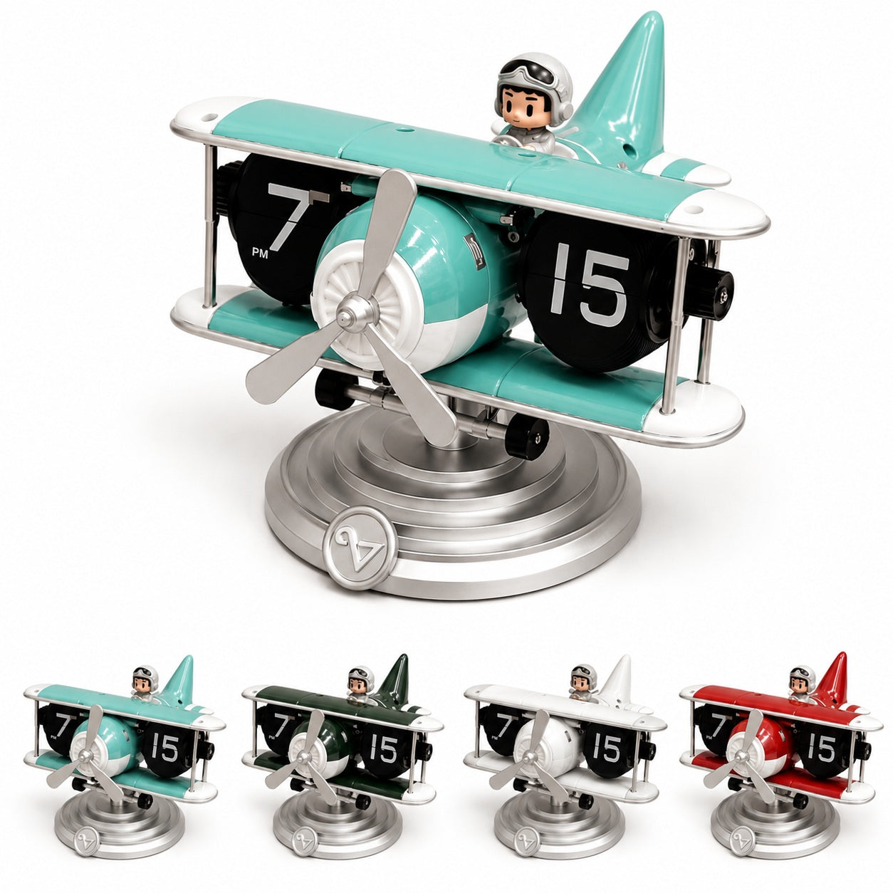 Retro Airplane Flip Clock – Vintage Biplane Novelty Desk Timepiece