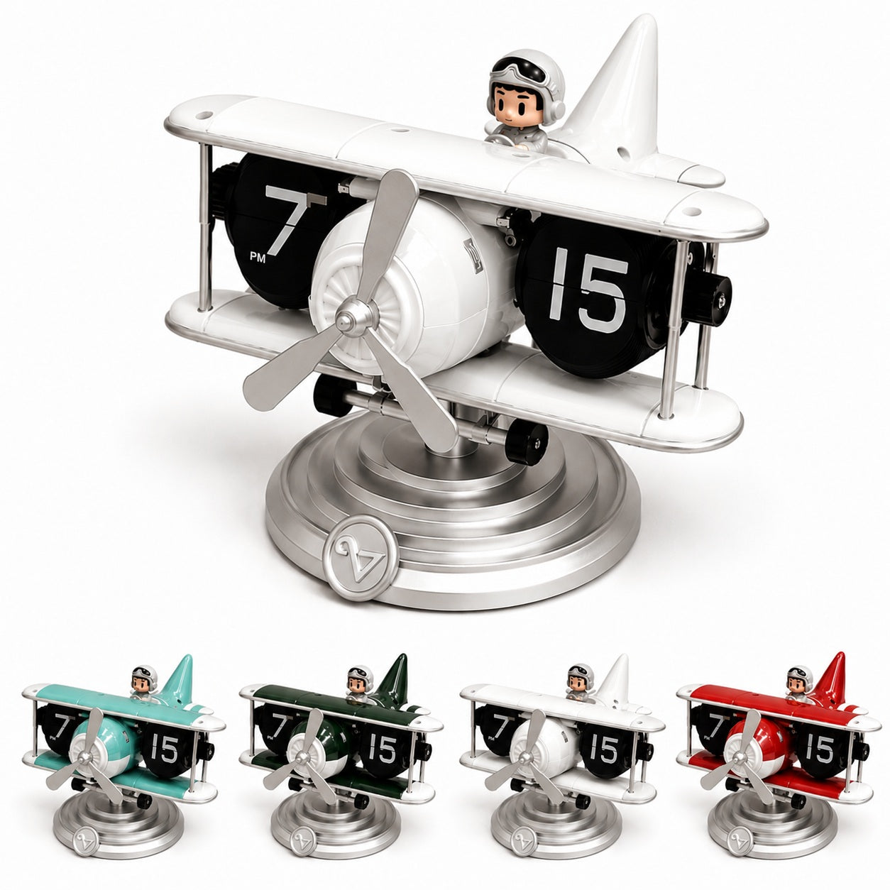 Retro Airplane Flip Clock – Vintage Biplane Novelty Desk Timepiece